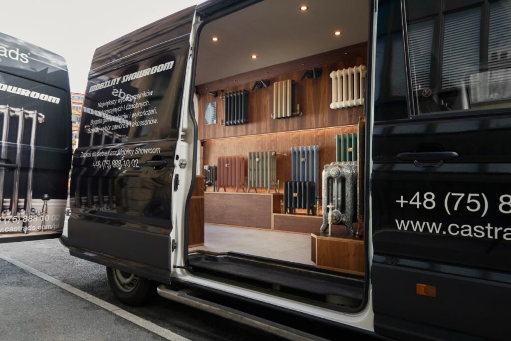 Cast iron radiator showroom on wheels based in Poland