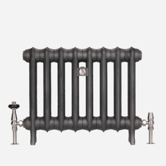 Emmeline I 465mm cast iron bay window radiator in Black Iron finish