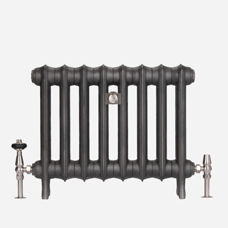 Emmeline I 18" cast iron bay window radiator in Black Iron finish