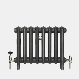 Emmeline II 470mm cast iron bay window radiator in Black Iron finish