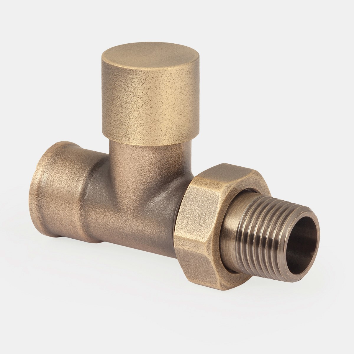 ½" Niva FIP Straight Lockshield in Natural Brass - angled view