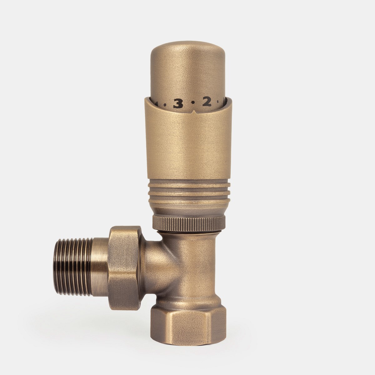 ¾" Niva FIP Angled TRV in Natural Brass