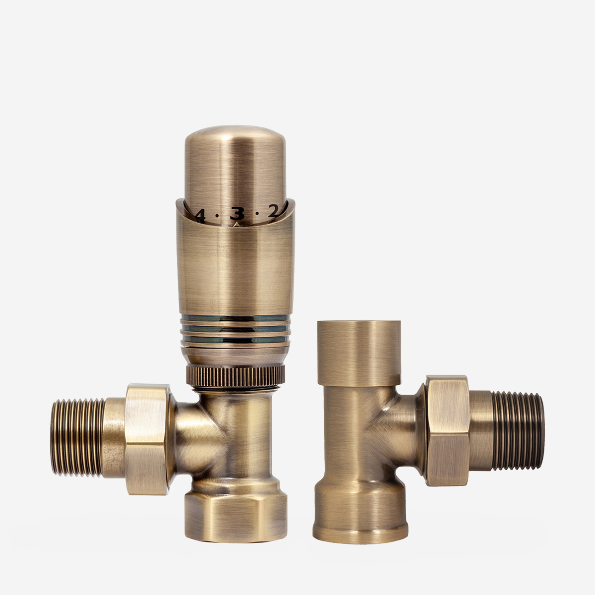 ¾" Niva FIP Angled TRV Pair in Antique Brass