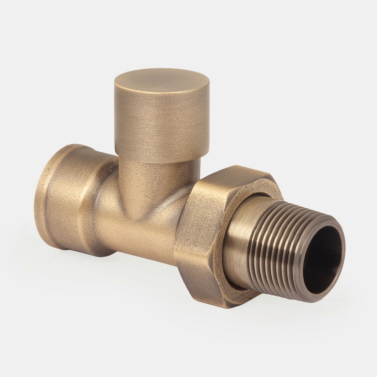 ¾" Niva FIP Straight Lockshield in Natural Brass - angled view