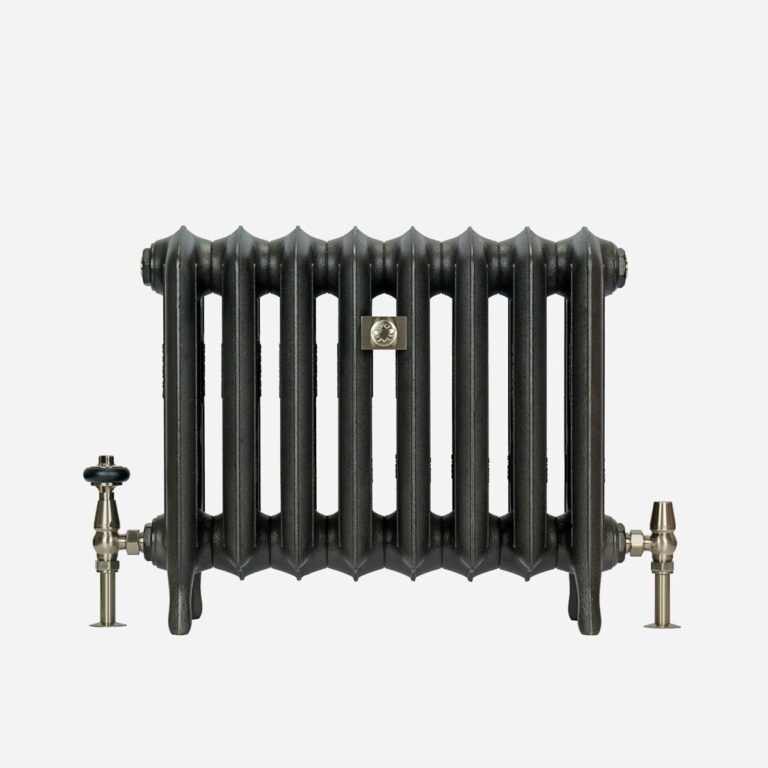 Emmeline III 470mm cast iron bay window radiator in Black Iron finish