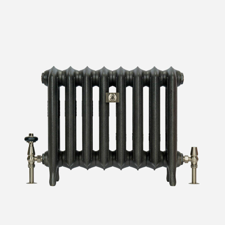 Emmeline III 19" cast iron bay window radiator in Black Iron finish