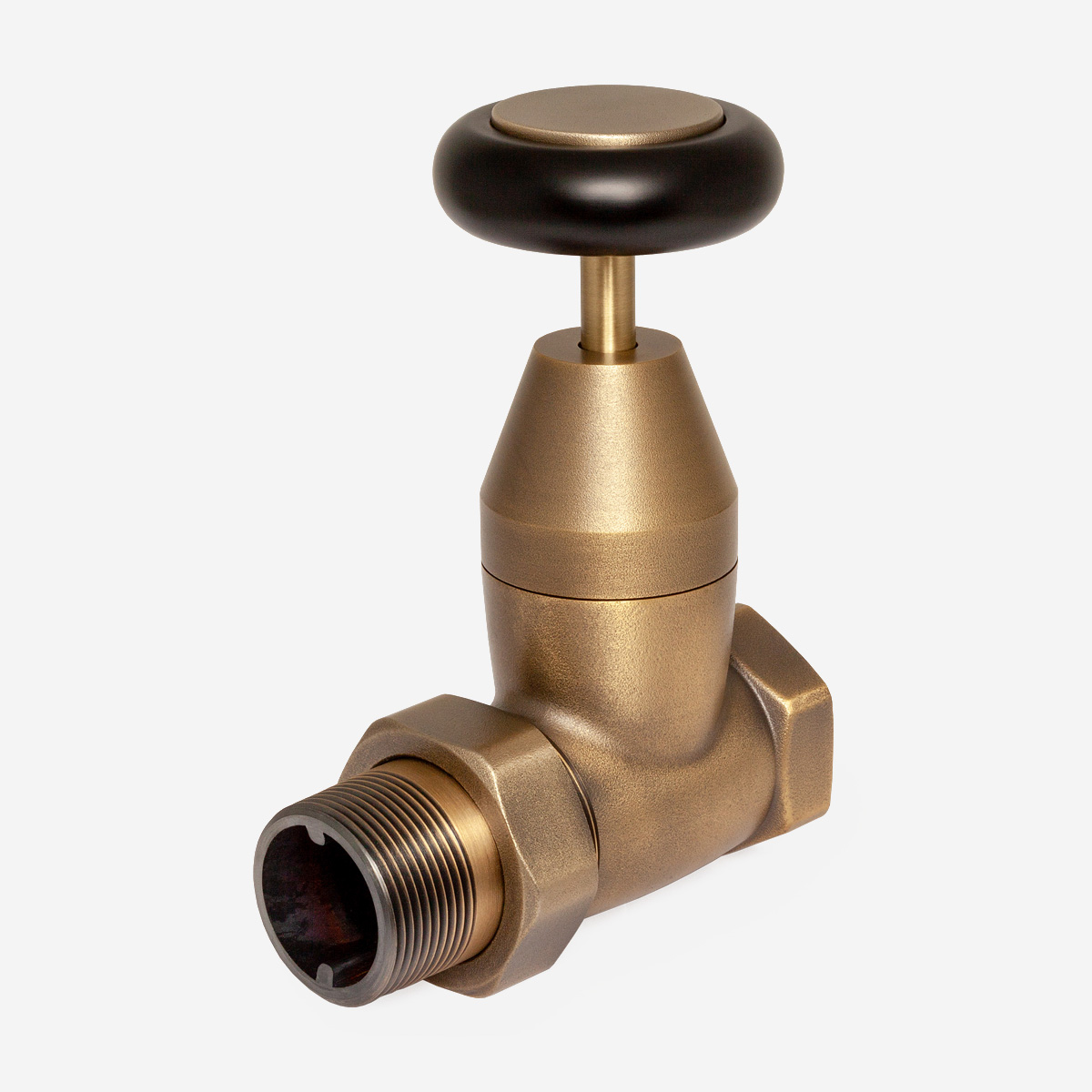 Windsor Gate Valve in Natural Brass - angled view