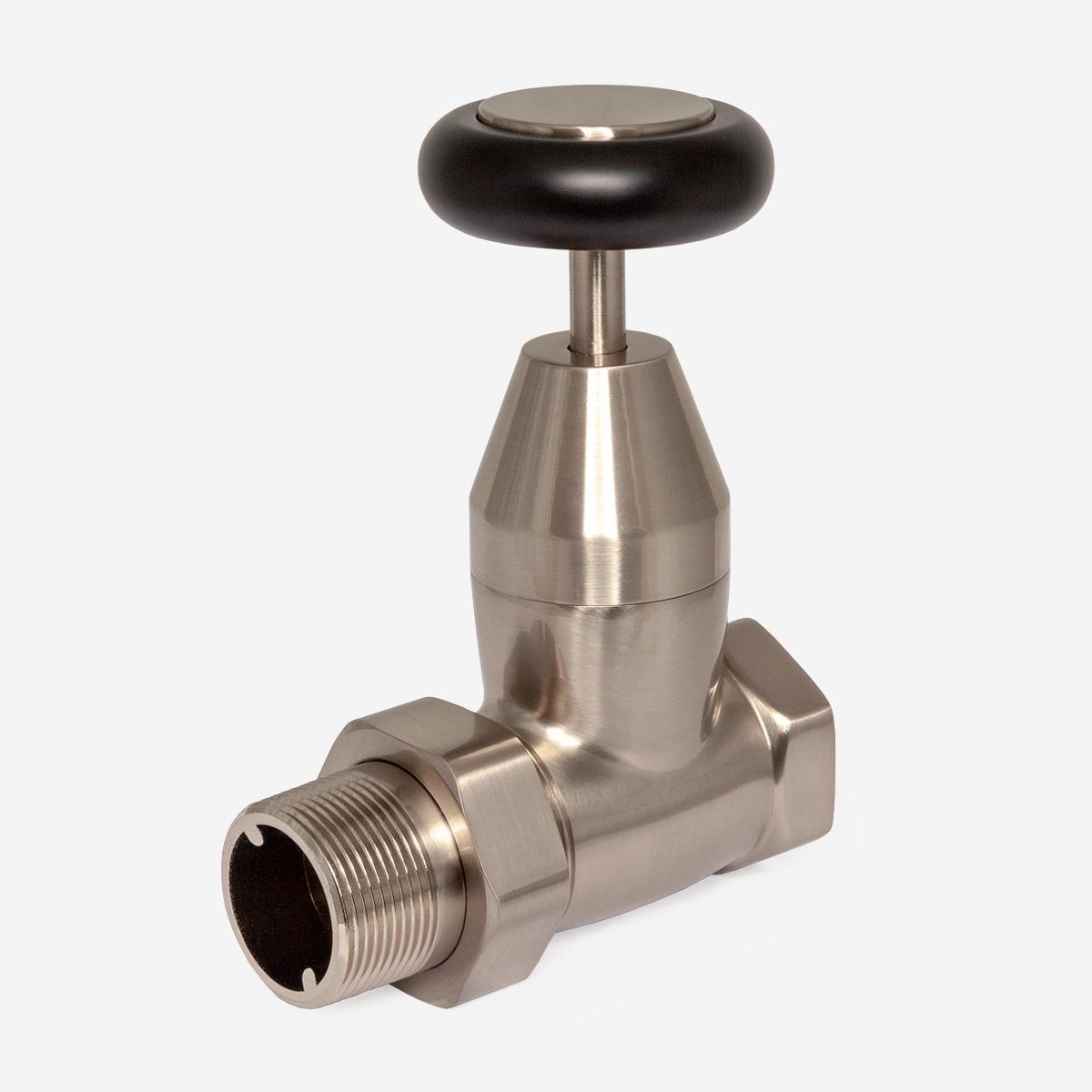 Windsor Gate Valve in Satin Nickel - angled view