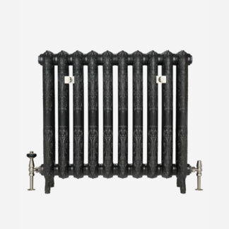 Grzejnik żeliwny Rococo II 760mm w kolorze Black Iron z akcesoriami Satin Nickel