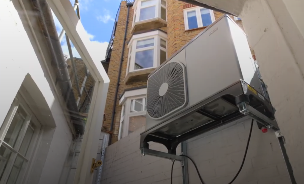 Heat Pump installed at Castrads cast iron radiator shop on Fulham Road London