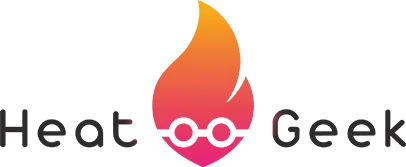 Heat Geek flame logo on Castrads Cast Iron Radiators Heat Pump installation page