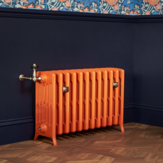 The Grace 6 Column radiator in Benjamin Moore's Fire Ball Orange