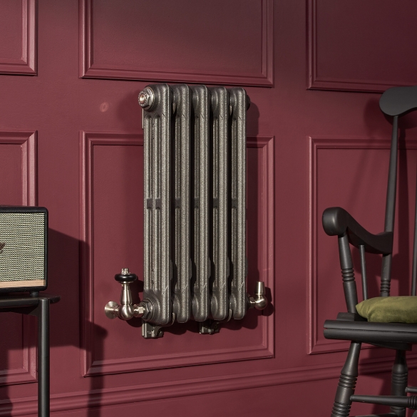 A wall-hung Mercury radiator in Black Iron.