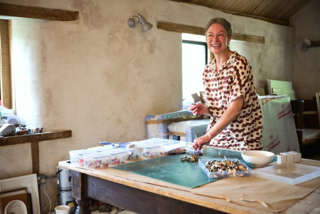 Paper artist Rebecca Coles in her studio in Somerset